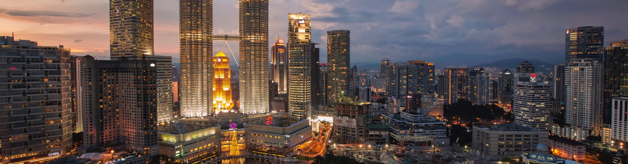 skyline at night in Malaysia