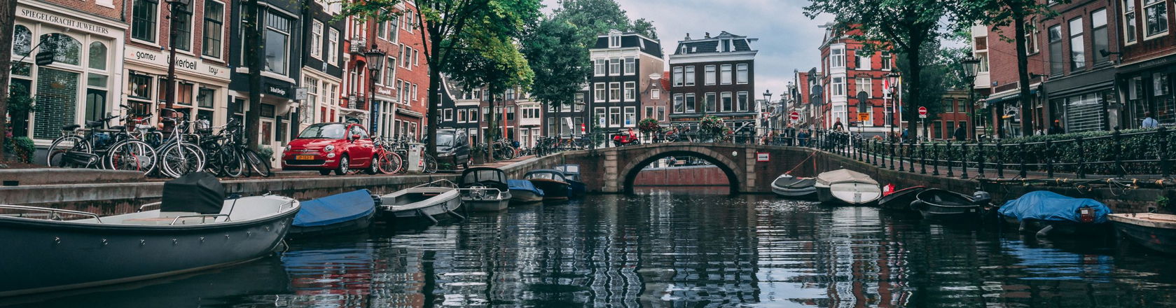 A river under the bridge in the Netherlands
