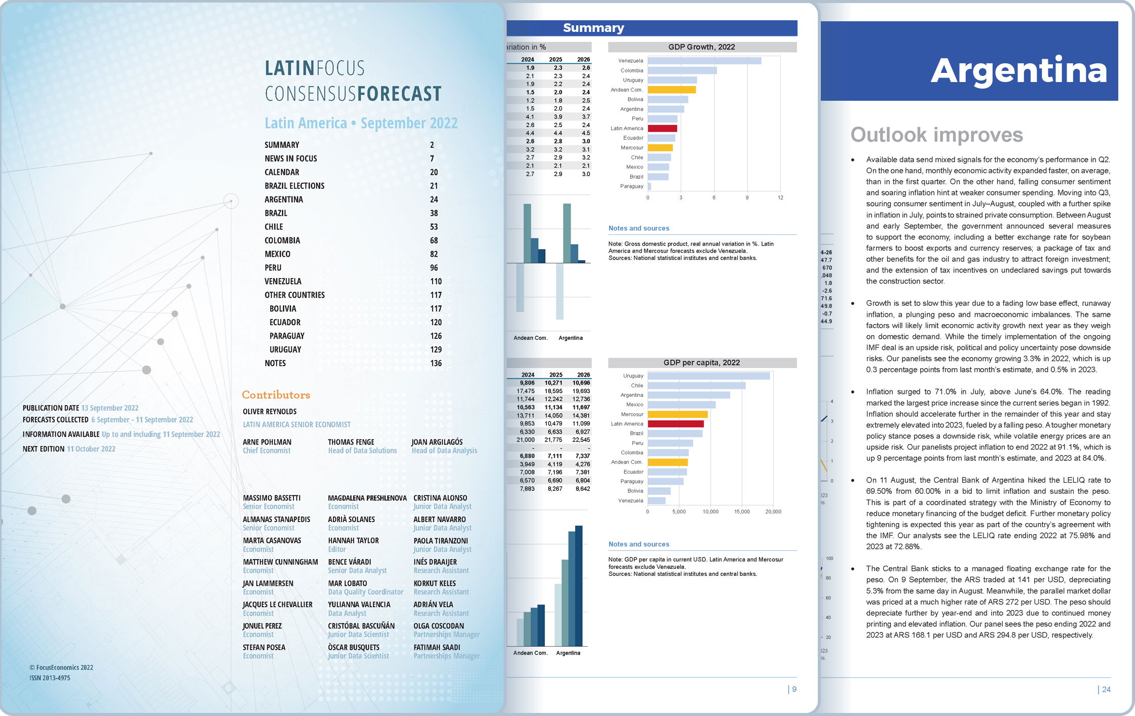 pages from focuseconomics economy report on latin america