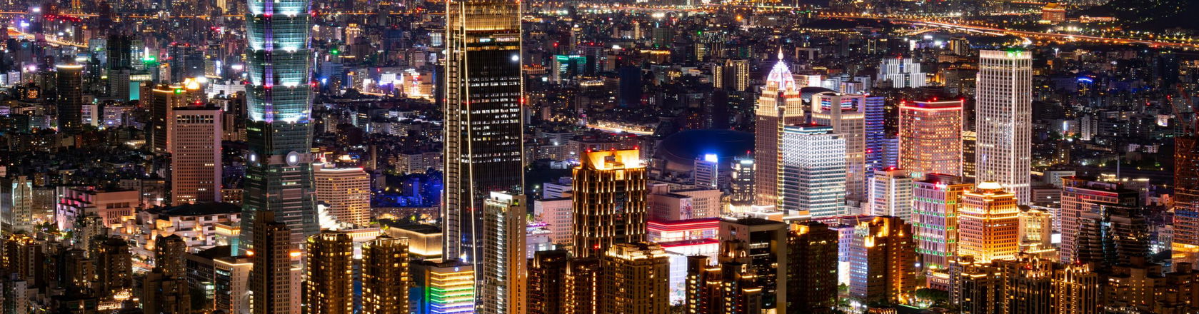 Cityscape at night in Taiwan