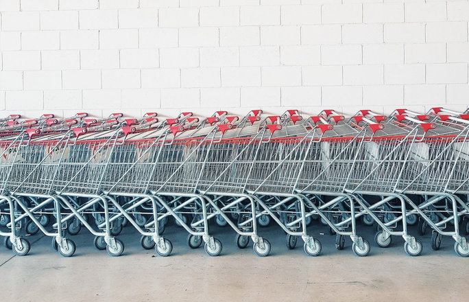 Stacked shopping carts
