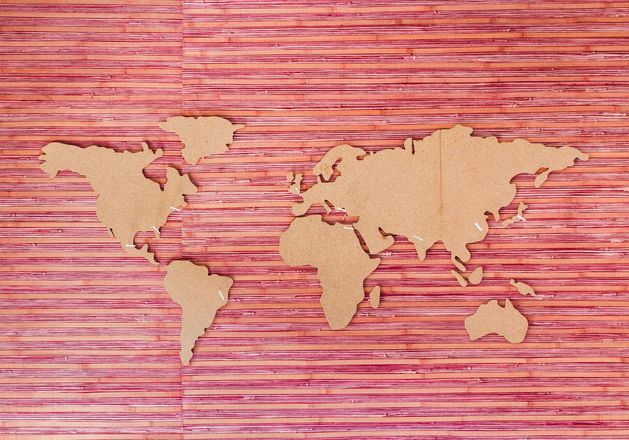 World map vector with an light-red background