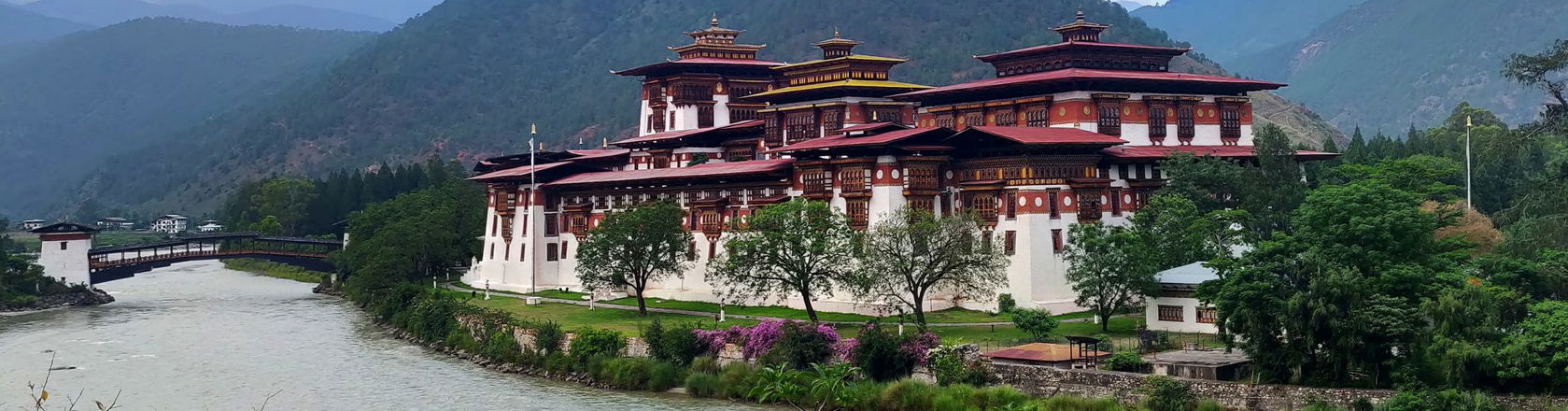 Bhutan building on the river