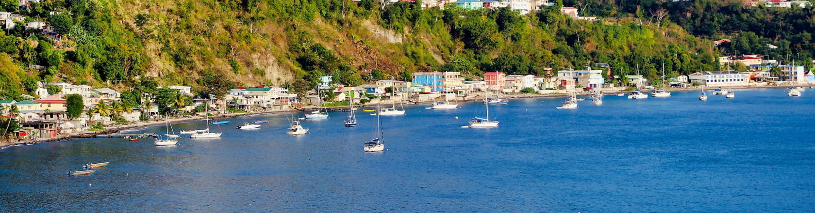 Boats on the ocean in Dominica