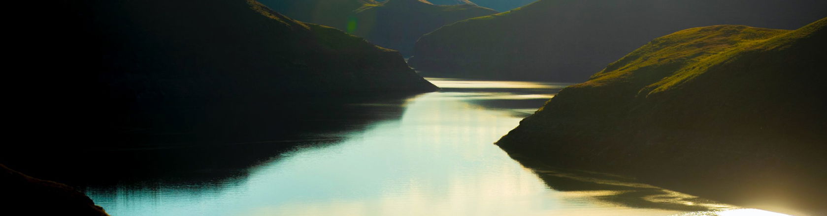 Lesotho landscape with river and mountains
