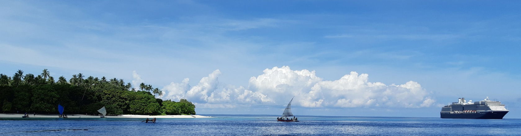 Cruise ship on the ocean in Papua New Guinea