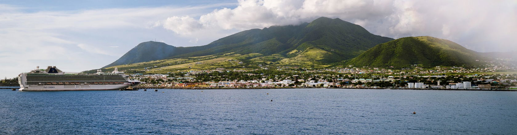 Cruise ship near the shore of Saint Kitts and Nevis