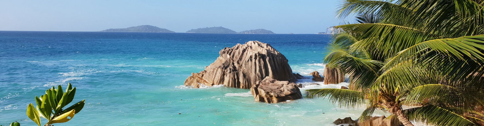 Seychelles beach with rock formations