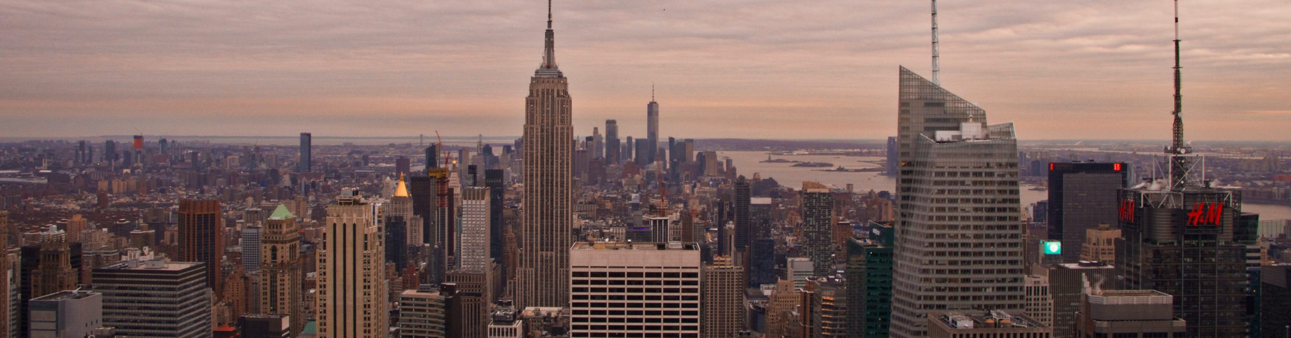 The New York City skyline in the United States