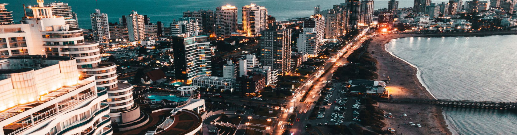 Skyline at night in Uruguay