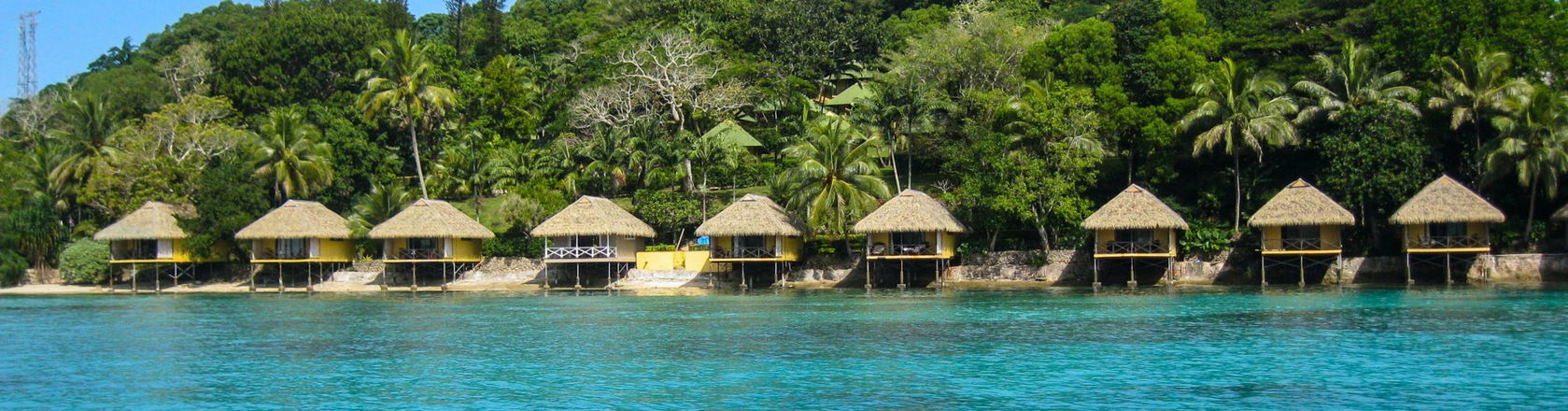 Vanuatu beach with huts